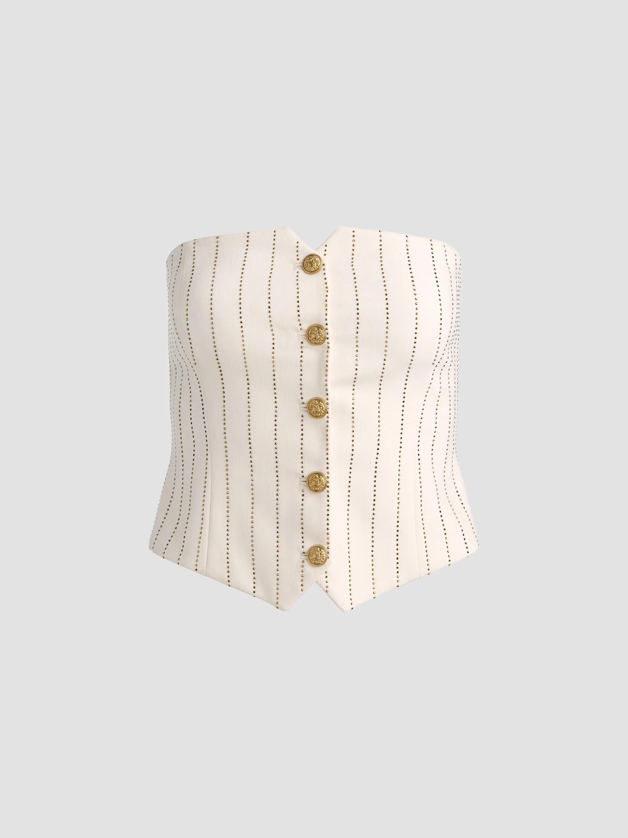 Women's Kelcey Embellished Strapless Vest Top - Off White Gold - 1