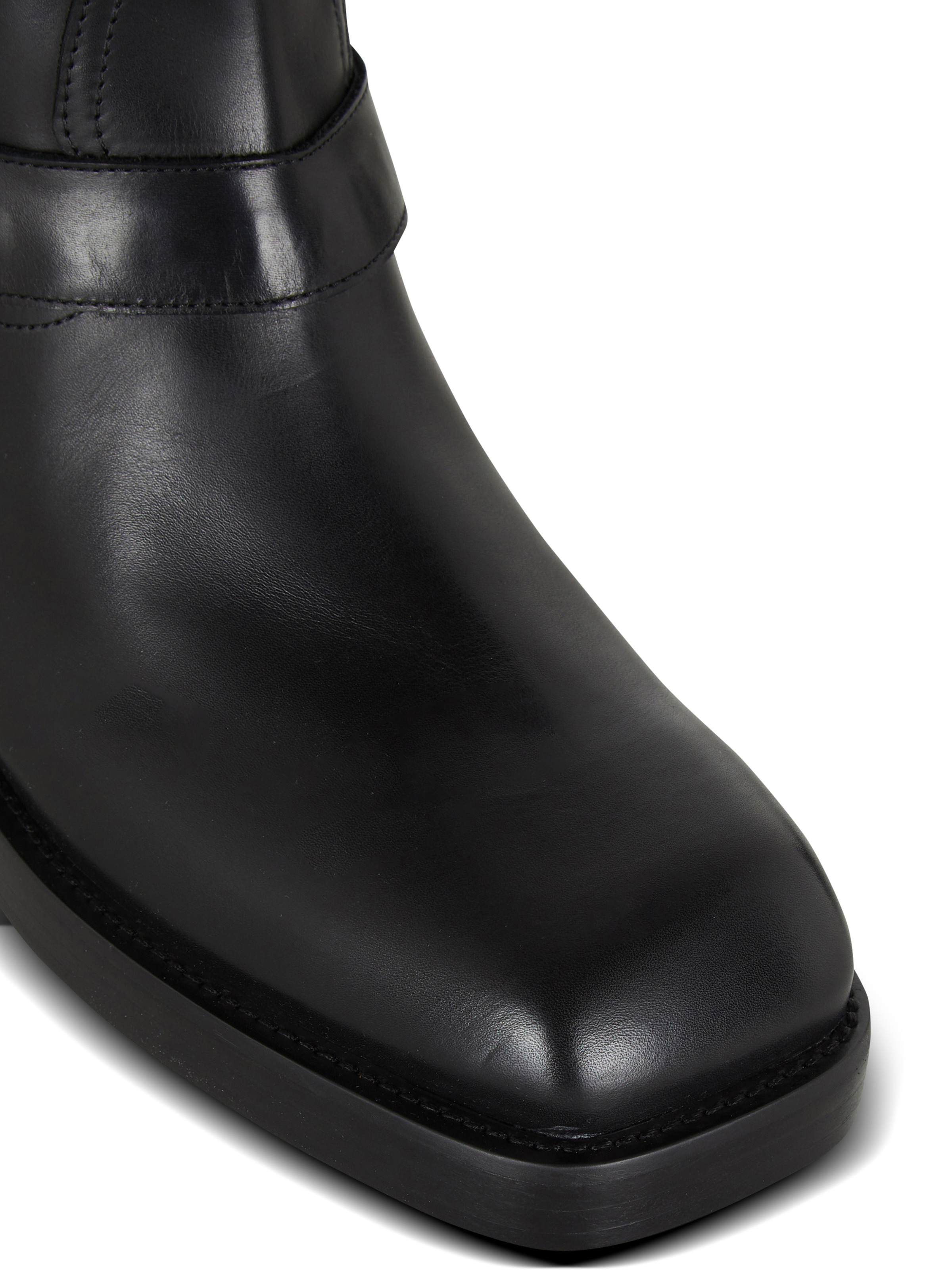 Calfskin leather biker ankle boots - 7