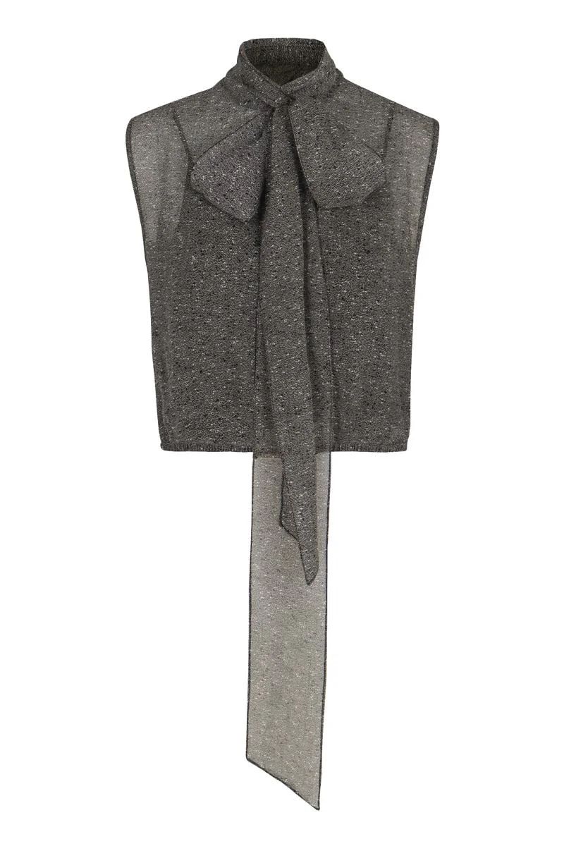 Gucci Top In Georgette Di Seta Trasparente - 1