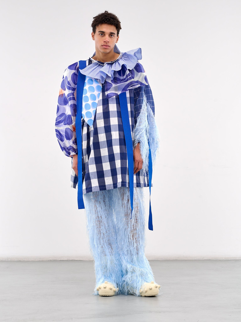 Walter Van Beirendonck Patchwork Graphic Draped Jacket outlook