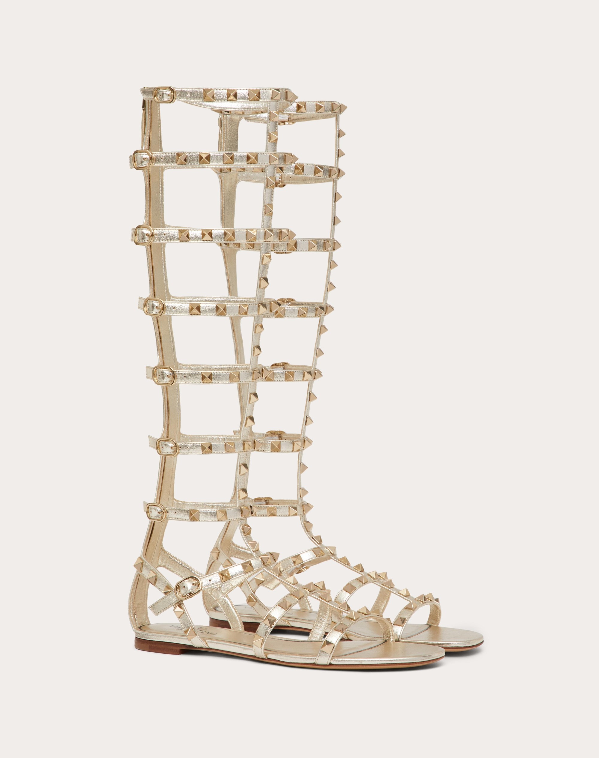 ROCKSTUD FLAT METALLIC NAPPA SANDAL - 2