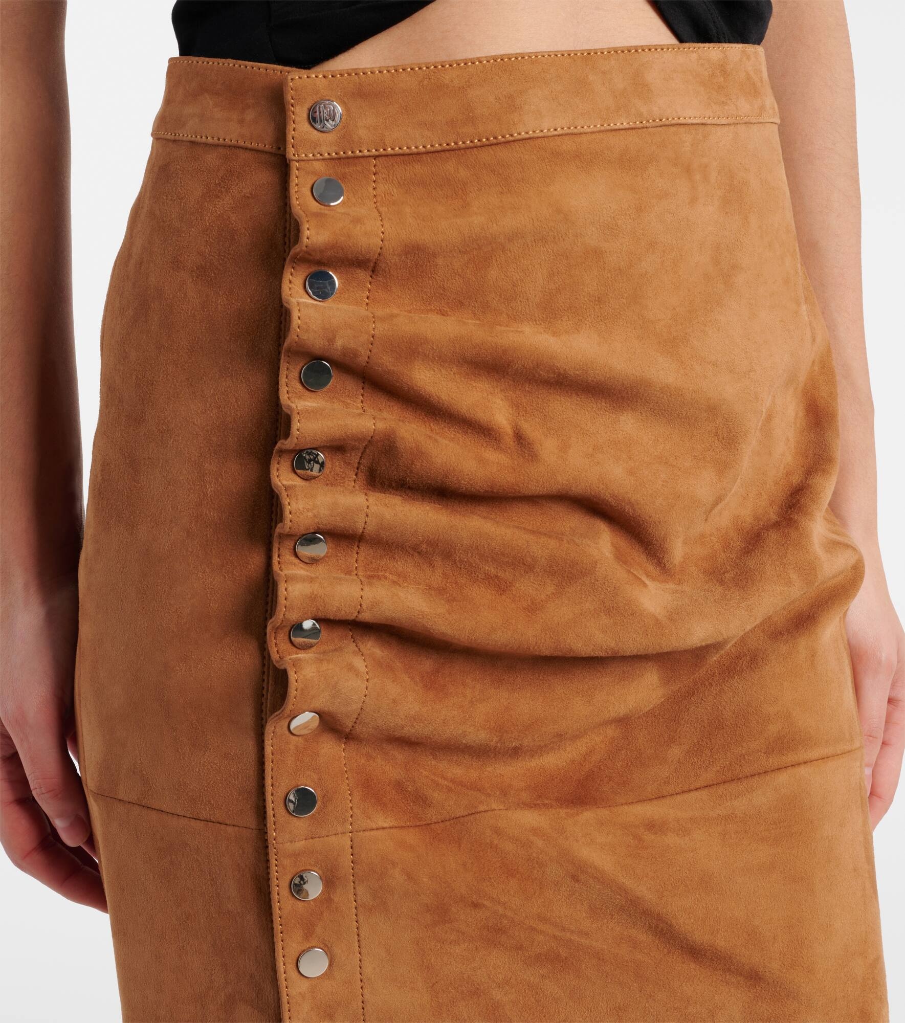 Ruched suede midi skirt - 4