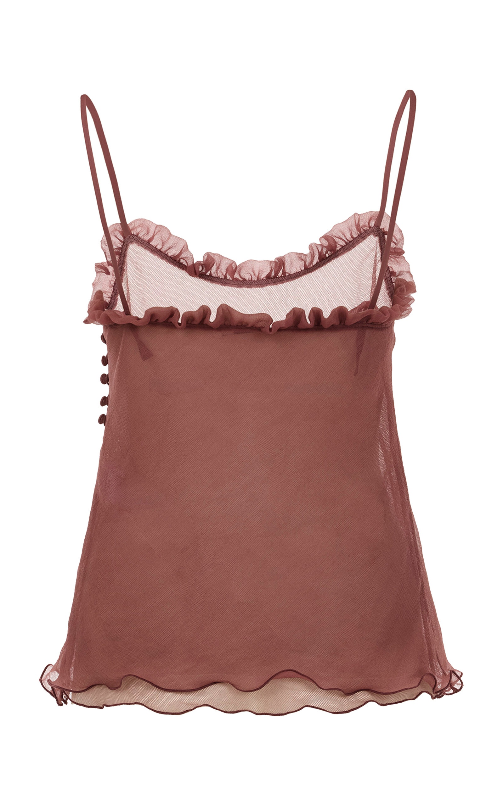 Ruffled Sheer Tulle Camisole Top pink - 2