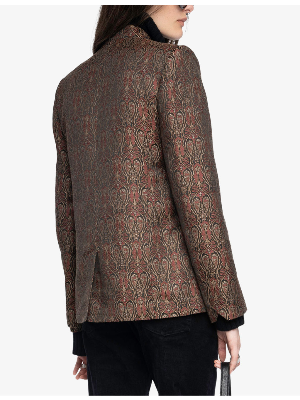 Verysa Stand-Collar Paisley Stretch-Woven Blazer - 4
