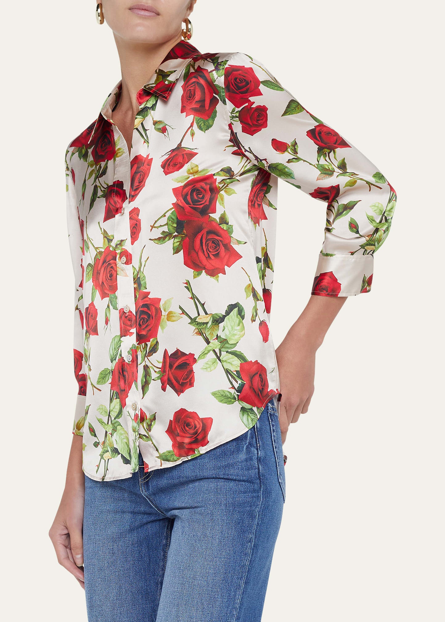 Rose-Printed Dani Silk Blouse - 4