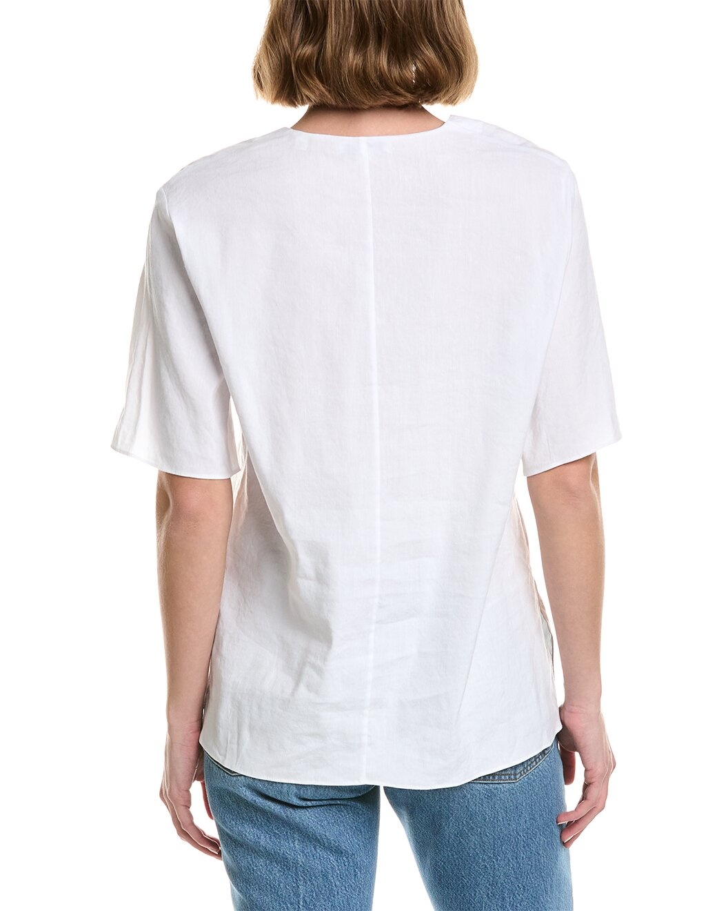 Vince Easy Slit Neck Linen-Blend Top - 2