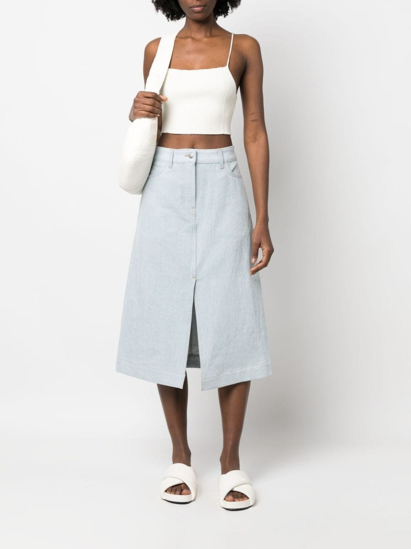 Studio Nicholson slit-detail denim midi skirt outlook