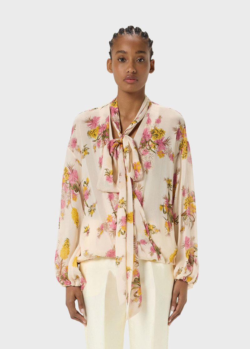 Blumarine PRINTED GEORGETTE WRAP SHIRT outlook