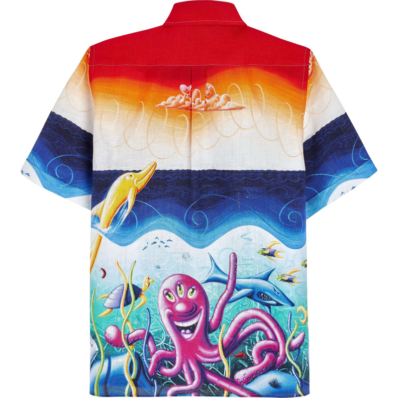 Men Linen Bowling Shirt Mareviva - Vilebrequin x Kenny Scharf 2