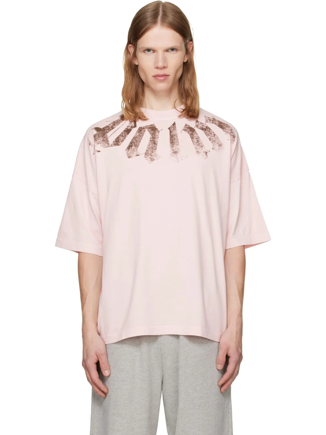Pink Big Neck Logo Loose T-shirt - 1