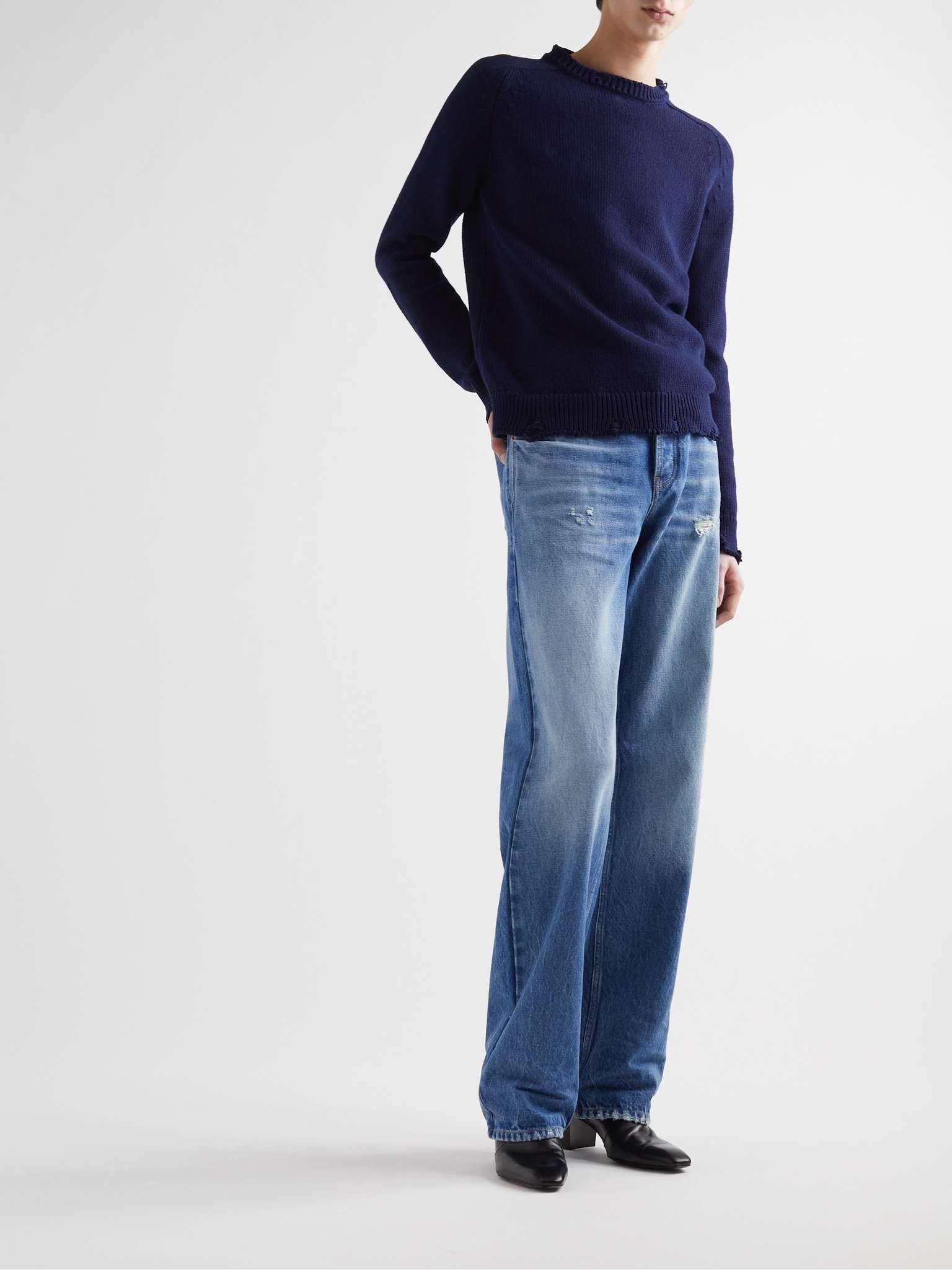 Long extreme baggy jeans in lake medium blue denim