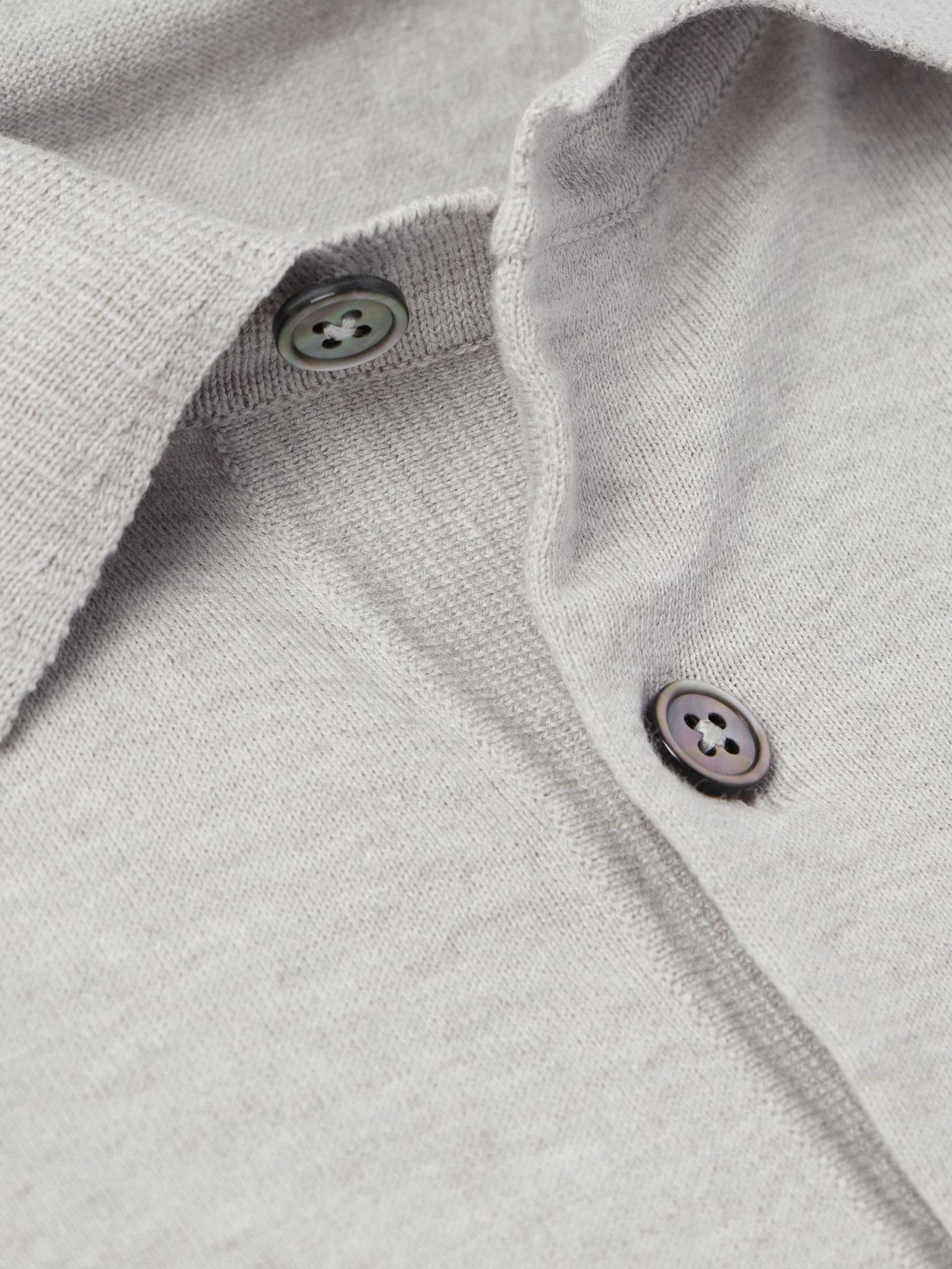 Slim-Fit Cotton Polo Shirt Gray - 4