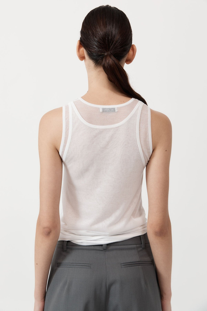 Semi Sheer Double Layer Tank - White 5