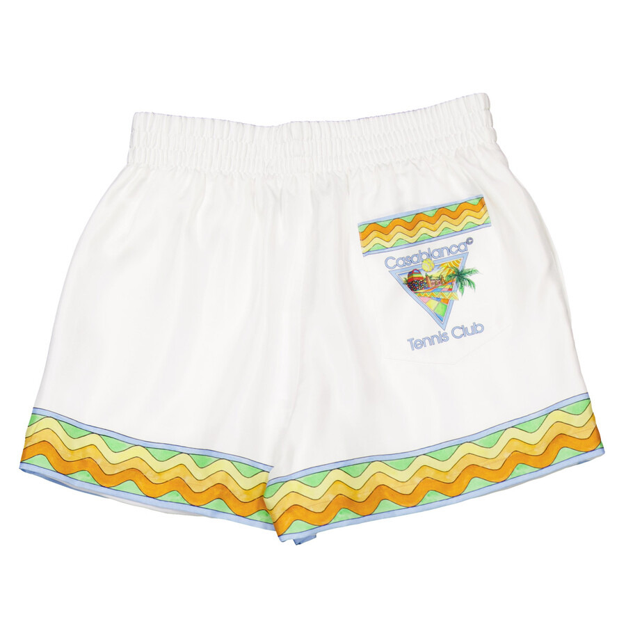 Casablanca Ladies White Afro Cubism Silk Shorts - 6