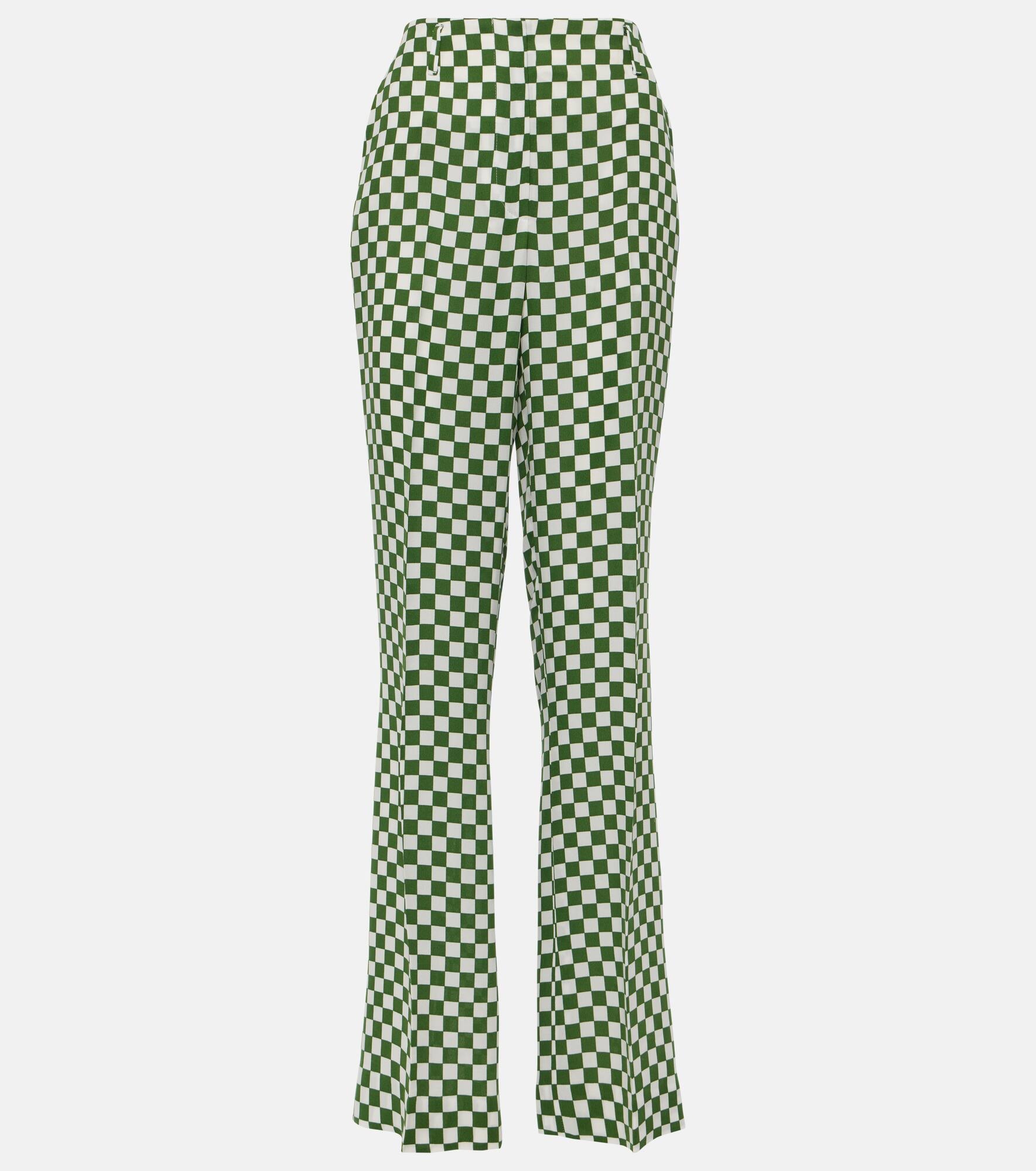 Checked high-rise straight pants - 1