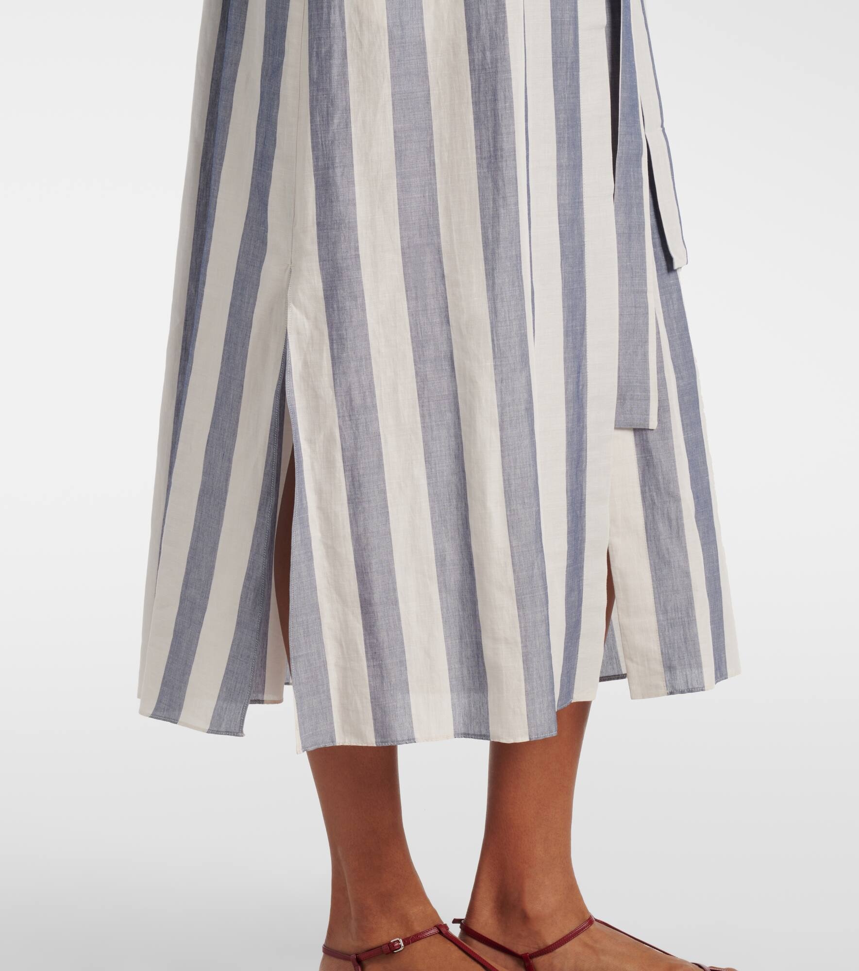 Rima striped ramie and cotton midi dress - 6