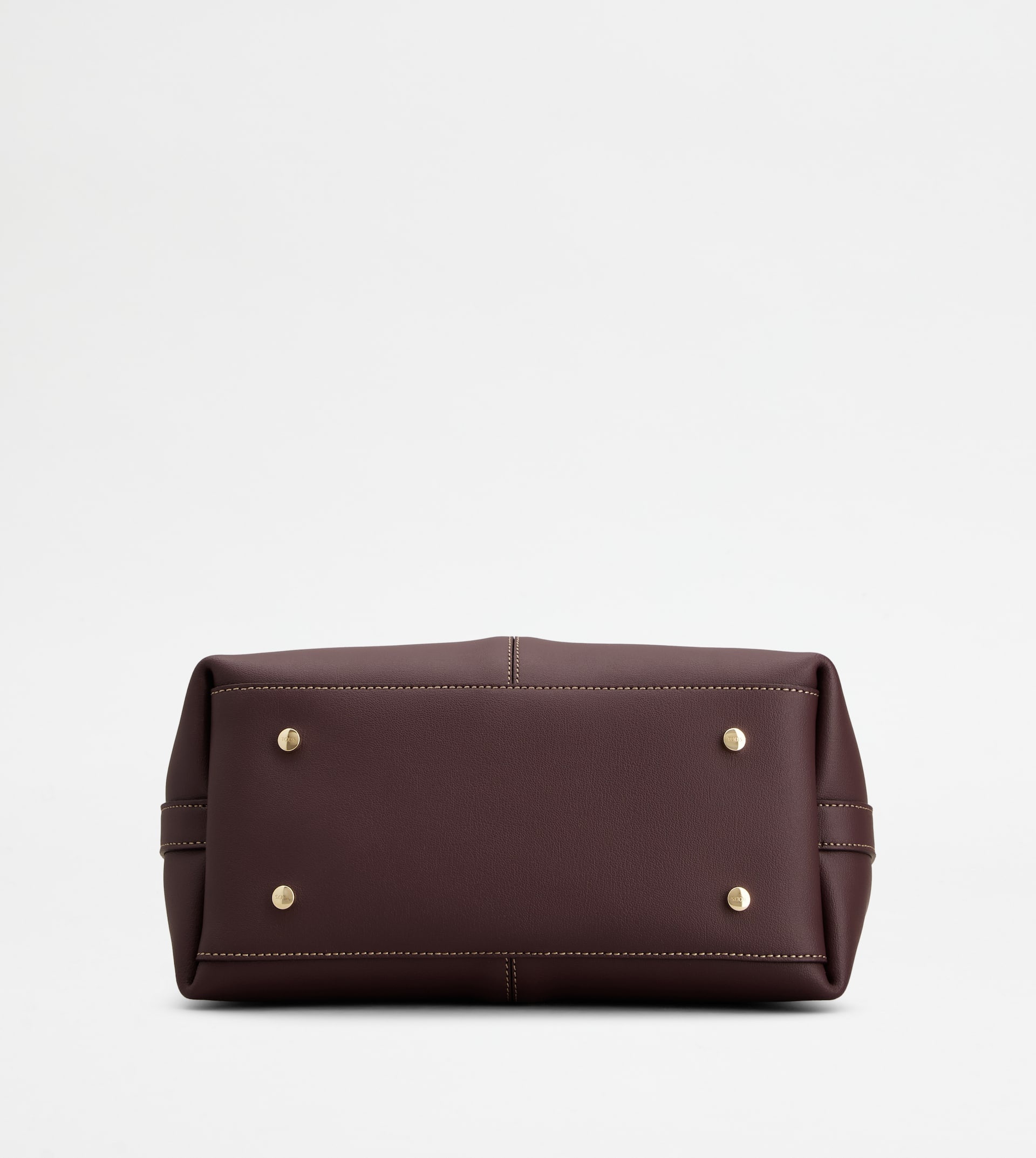 TOTE SHOPPING BAG IN LEATHER SMALL - BURGUNDY - 3