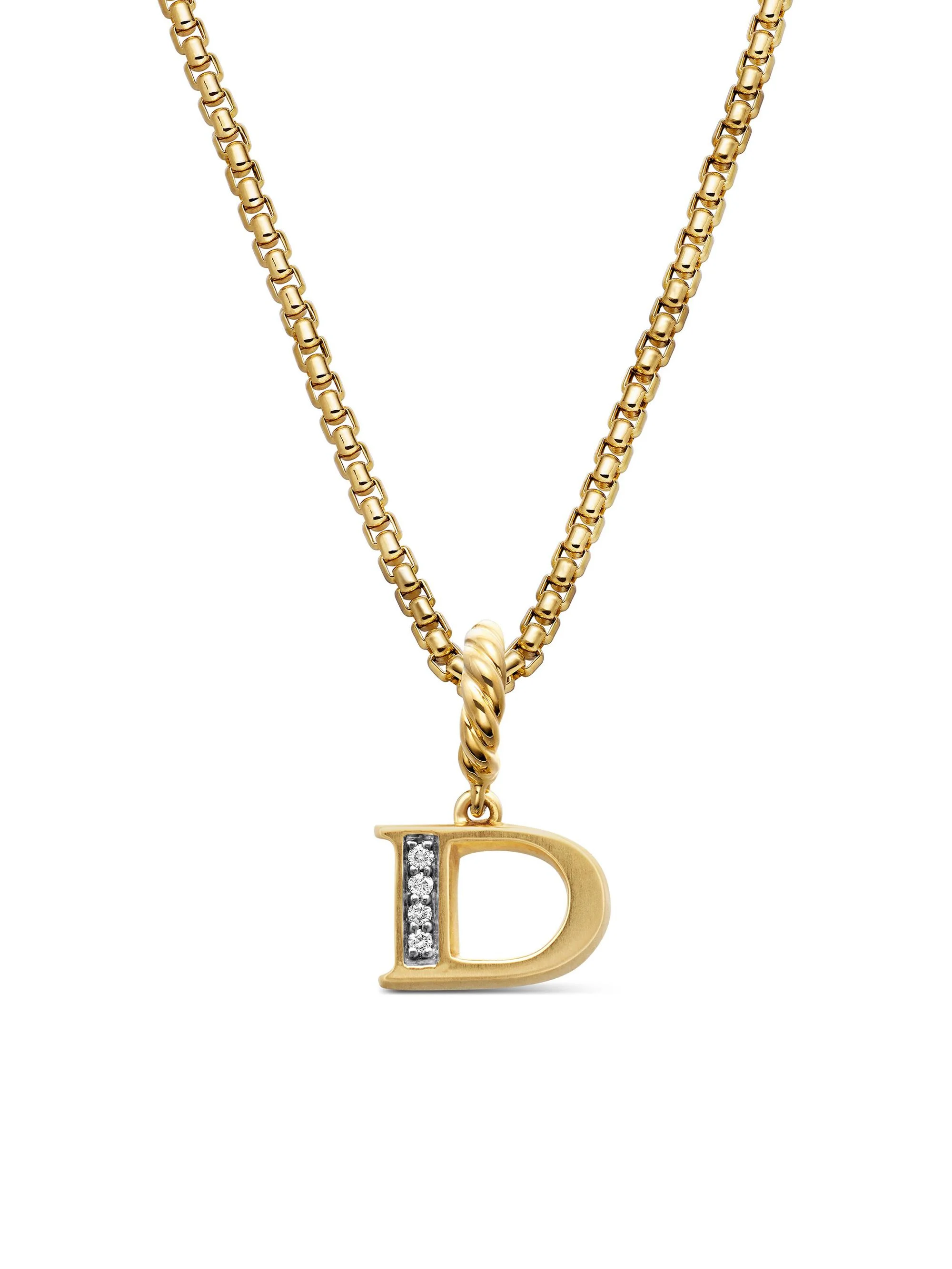 Women's Pavé Initial Pendant in 18K Yellow Gold - Initial D - 1