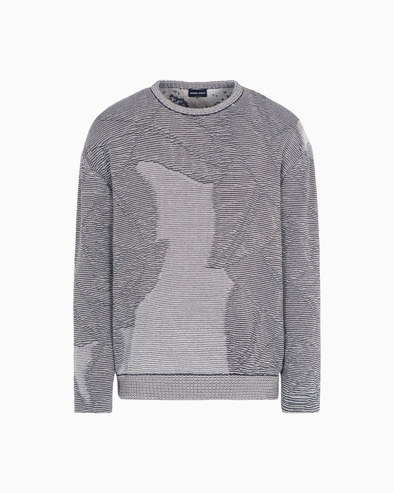 JACQUARD COTTON, VISCOSE AND CASHMERE CREW-NECK JUMPER 1