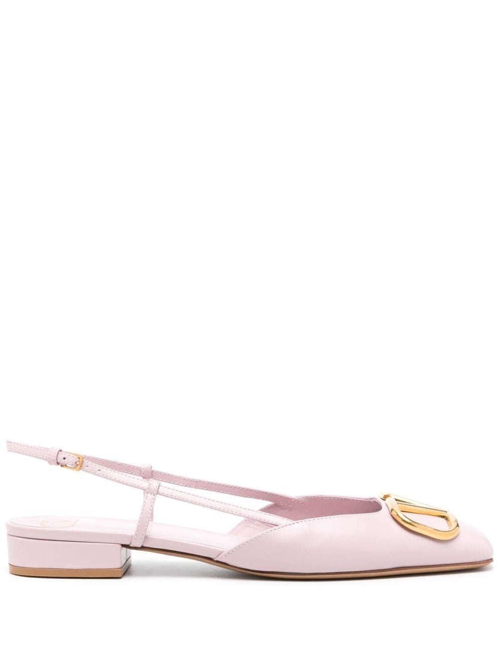 VLogo leather slingback ballerina shoes - 1