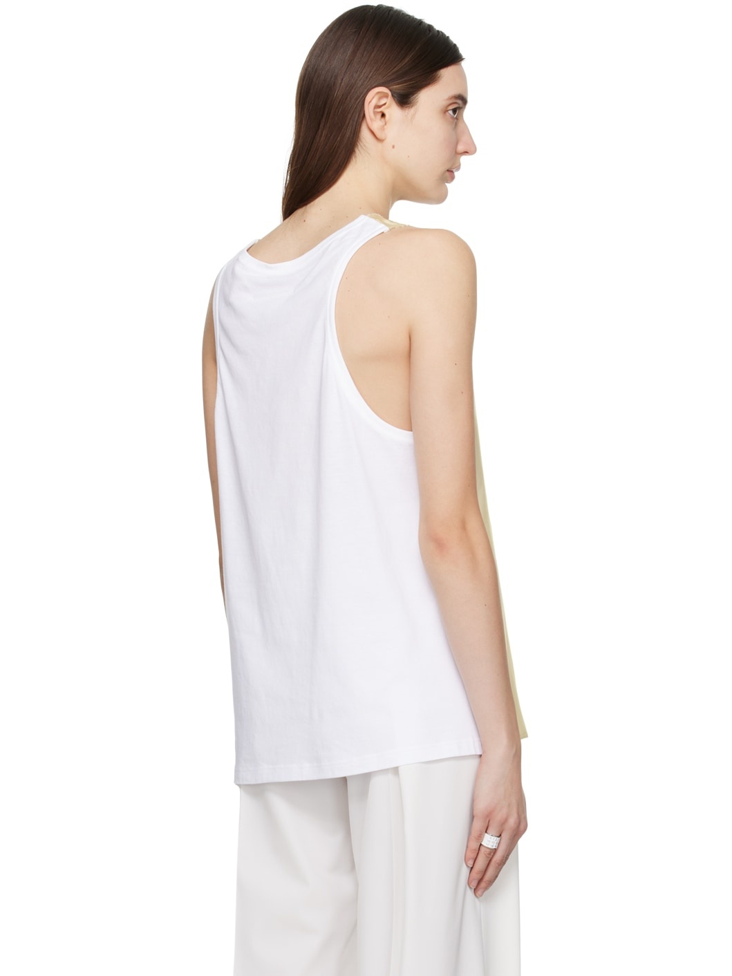 Yellow & White Raw Edge Tank Top - 3