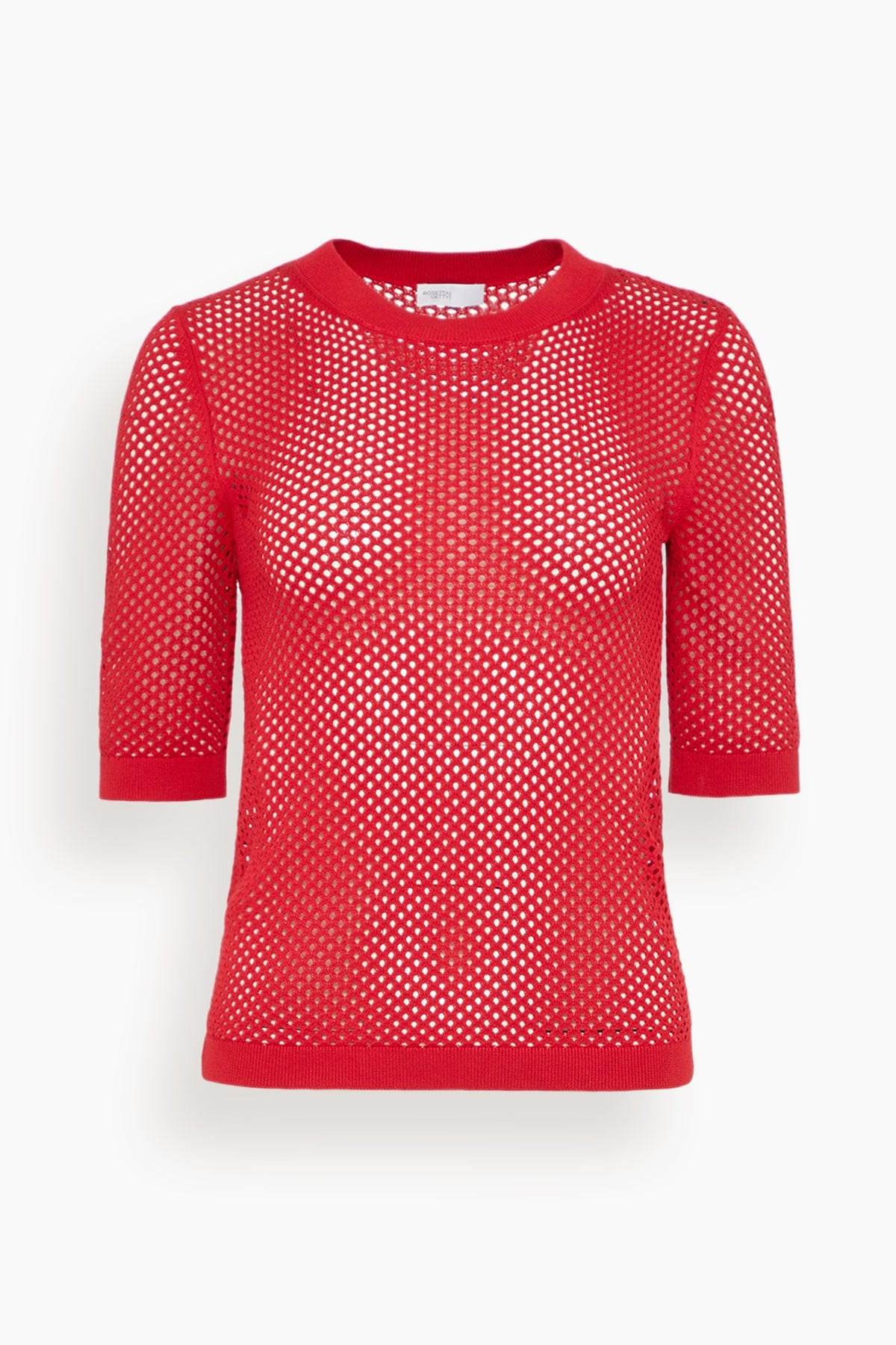 Mesh Cropped Sleeve Sweater in Red - 1