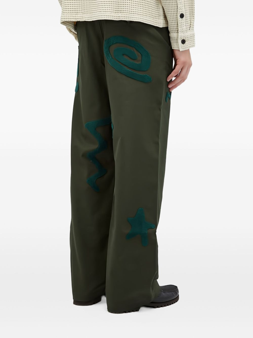 chenille-embroidered trousers - 2