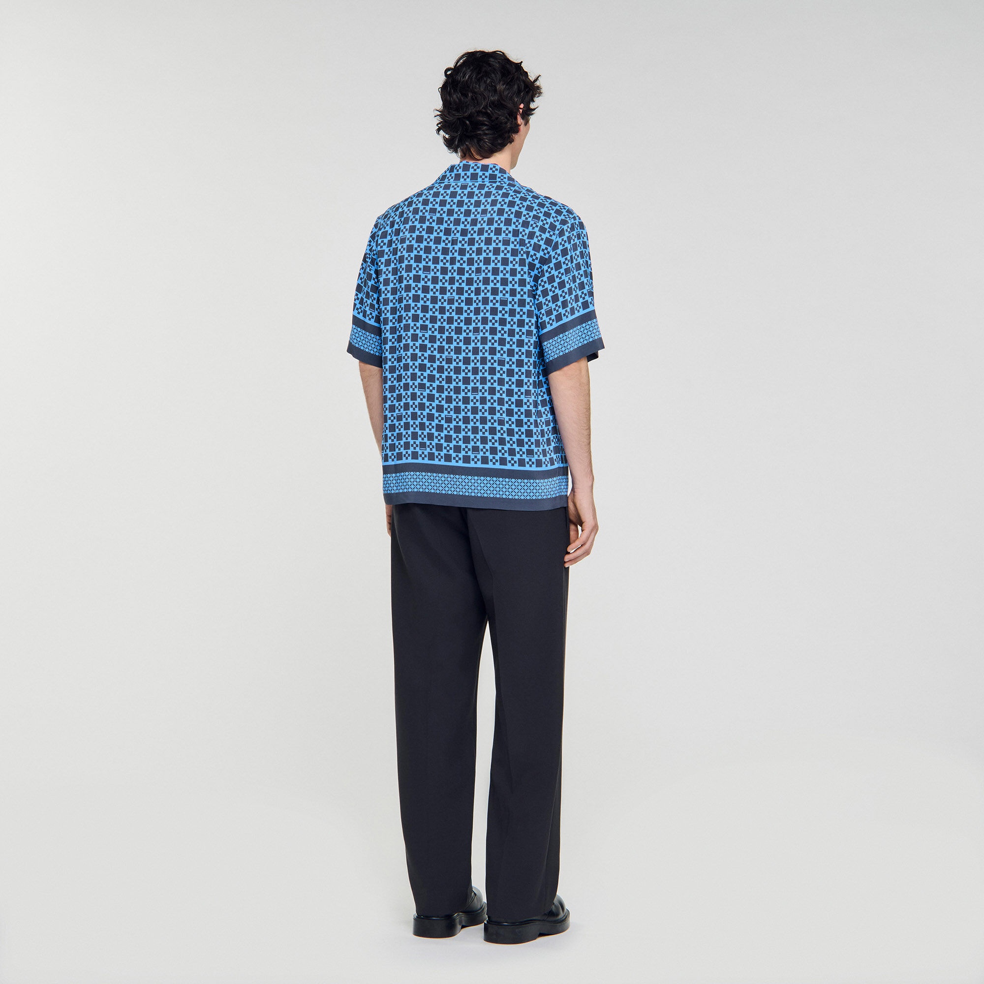 SQUARE CROSS MOTIF FLOWING SHIRT - 5