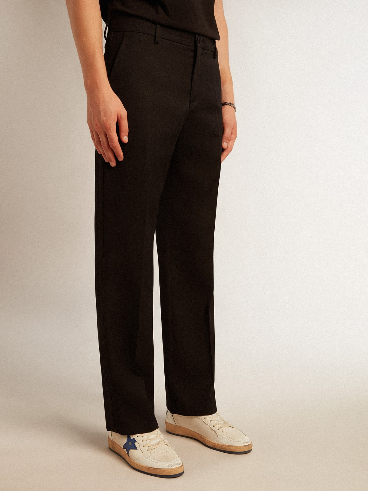 Men’s tuxedo pants in black wool gabardine - 2