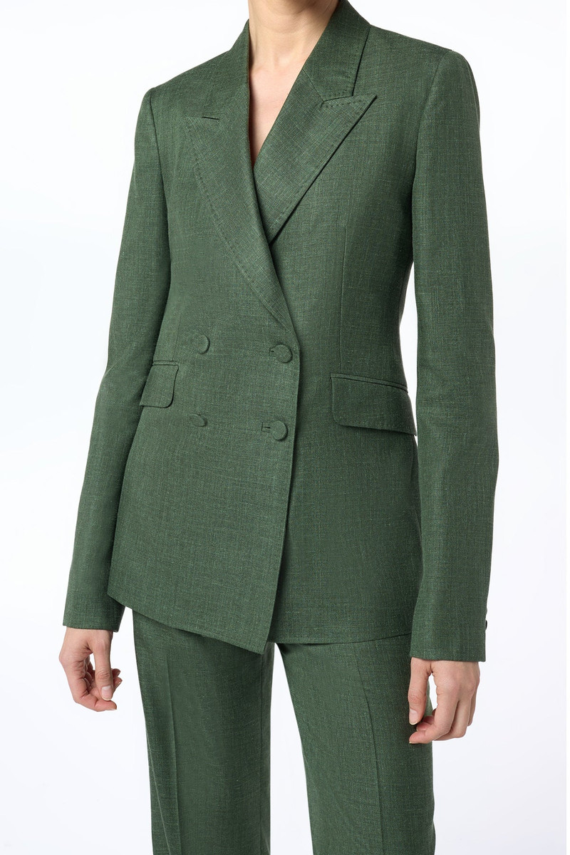 GABRIELA HEARST Angela Blazer in Olive Virgin Wool Silk with Linen outlook