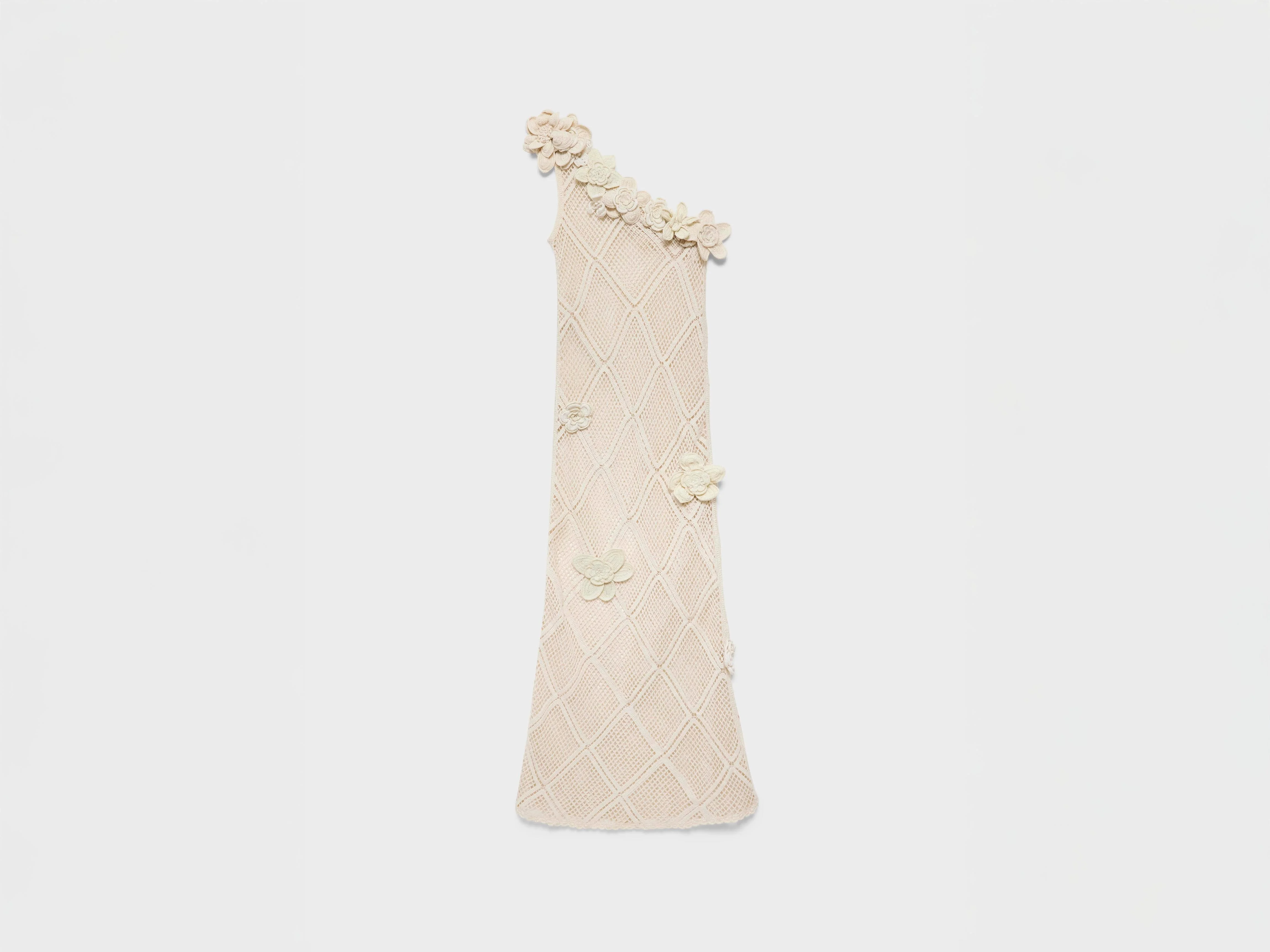 WOMENS FLORAL CROCHET DRESS IN LIMESTONE - 1
