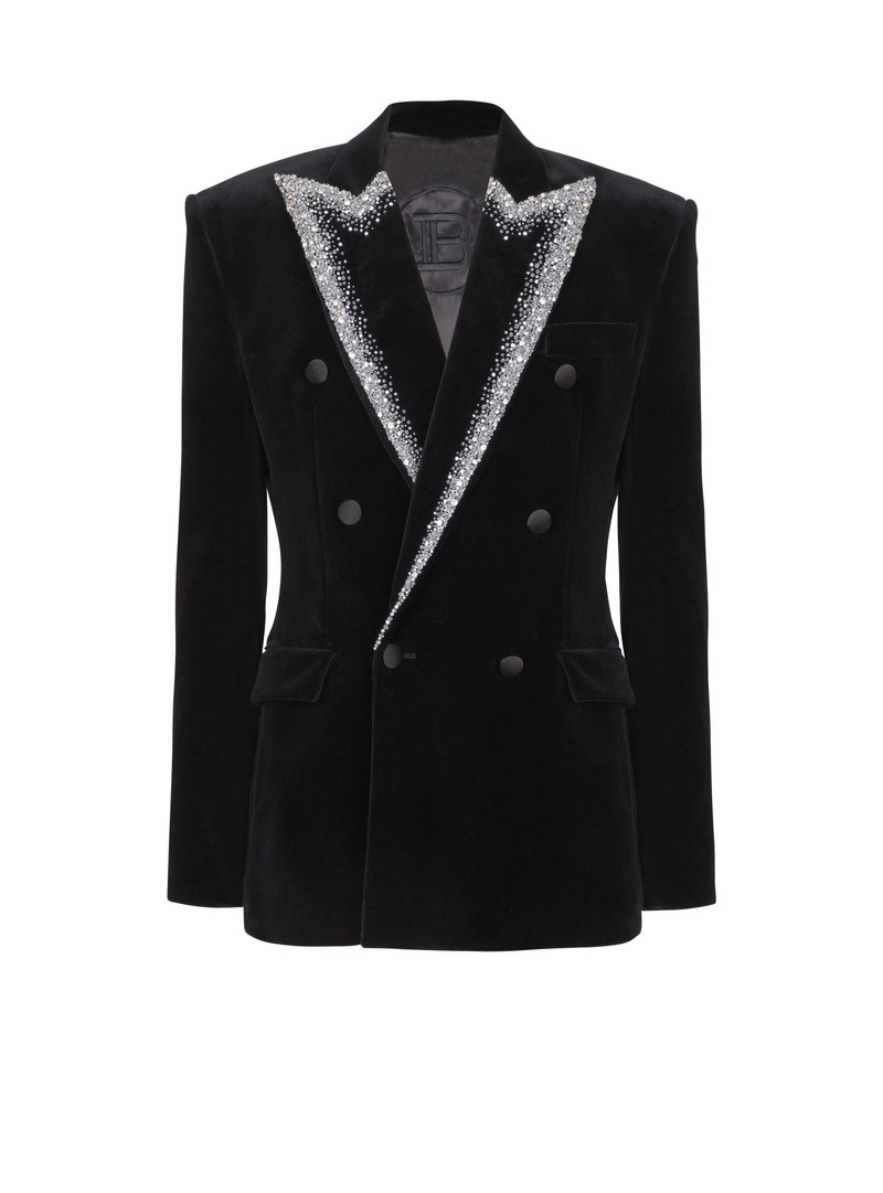 Velvet jacket with embroidered collar 1