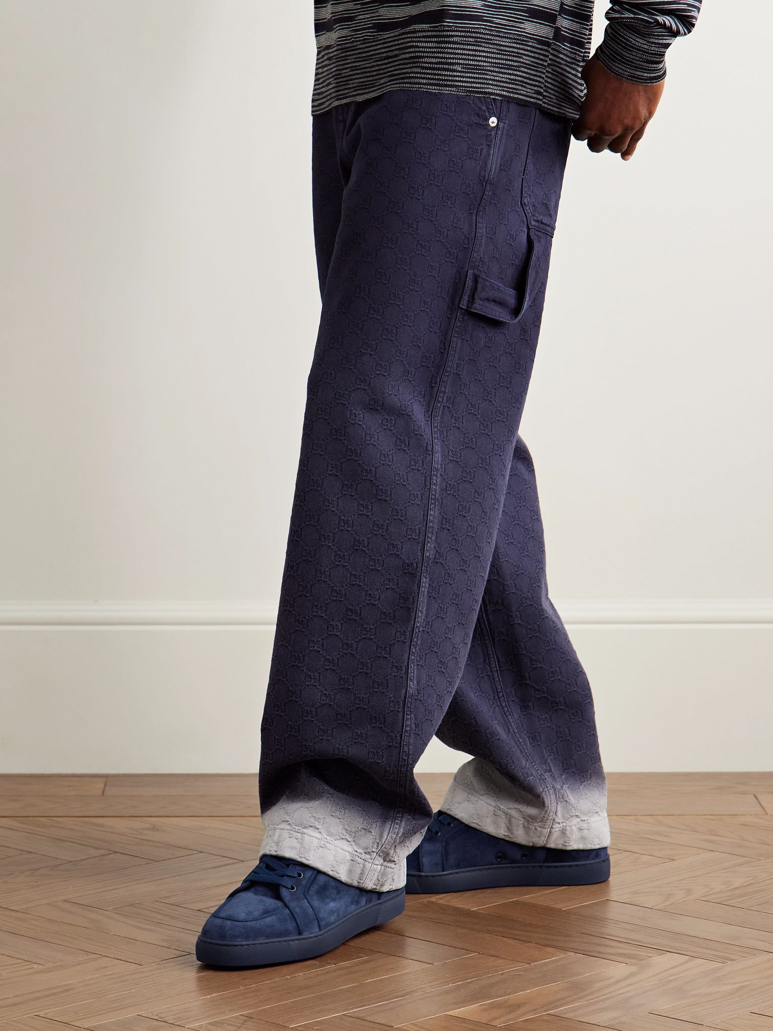 Rantulow Orlato Grosgrain-Trimmed Suede Sneakers Navy - 2