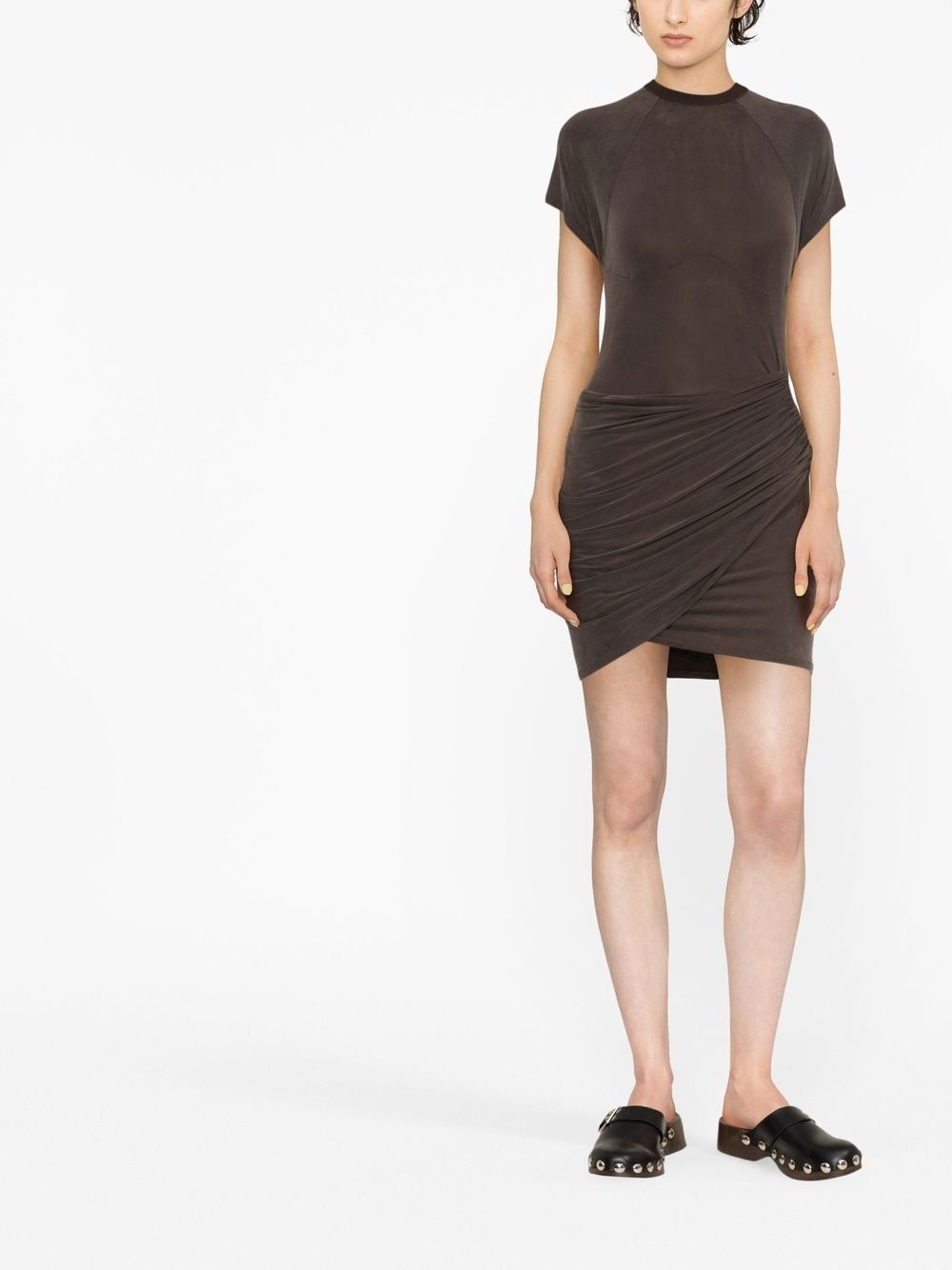 draped short-sleeve dress - 3