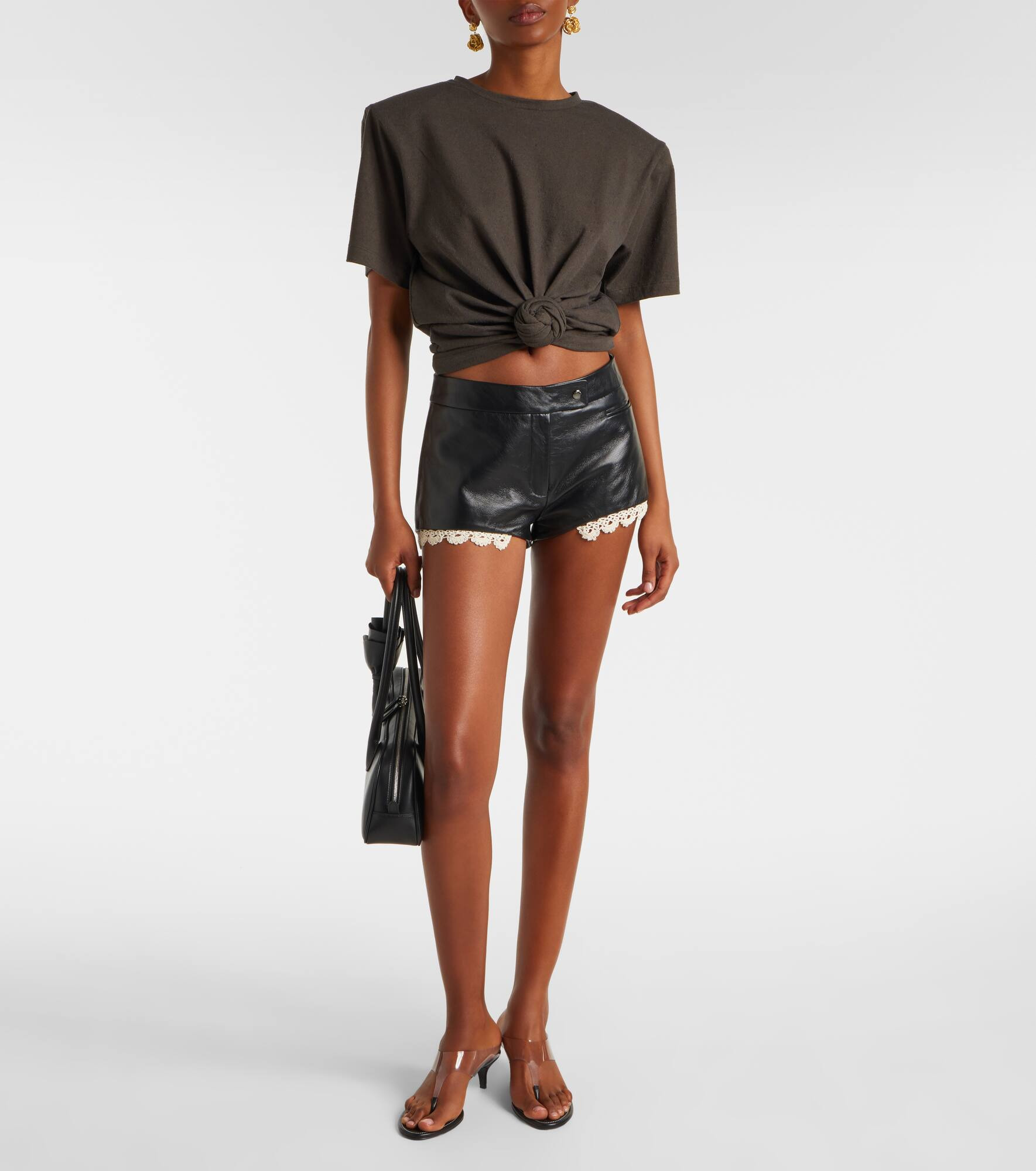 Gathered cotton and silk T-shirt - 2