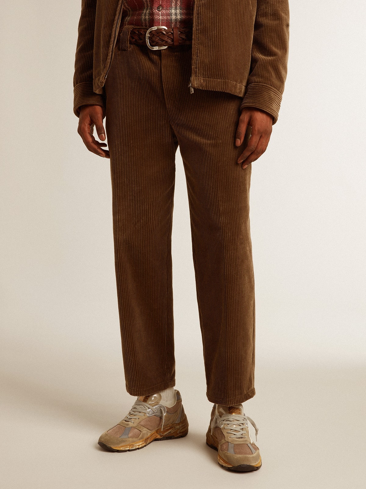 Men's dark olive corduroy pants - 2