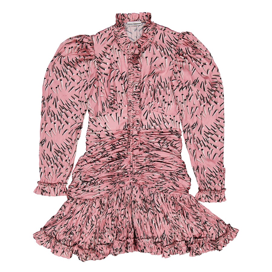 Rabanne Pink Screw Printed Ruched Mini Dress - 2