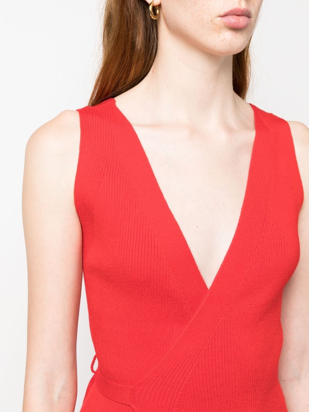 ribbed-knit wrap top - 5