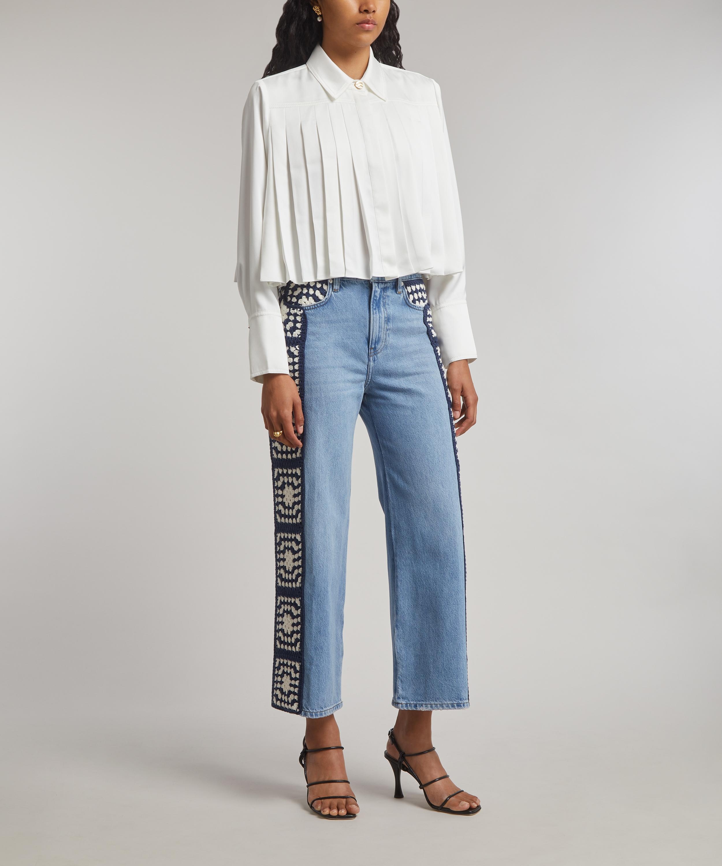 Le Jane Crop Crochet Jeans in Baines Clean - 2