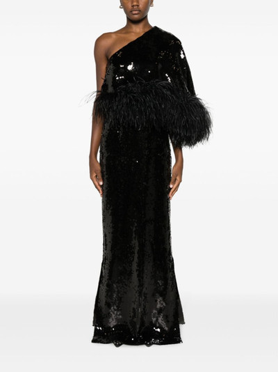 16ARLINGTON Alder feather-trimmed sequinned gown outlook