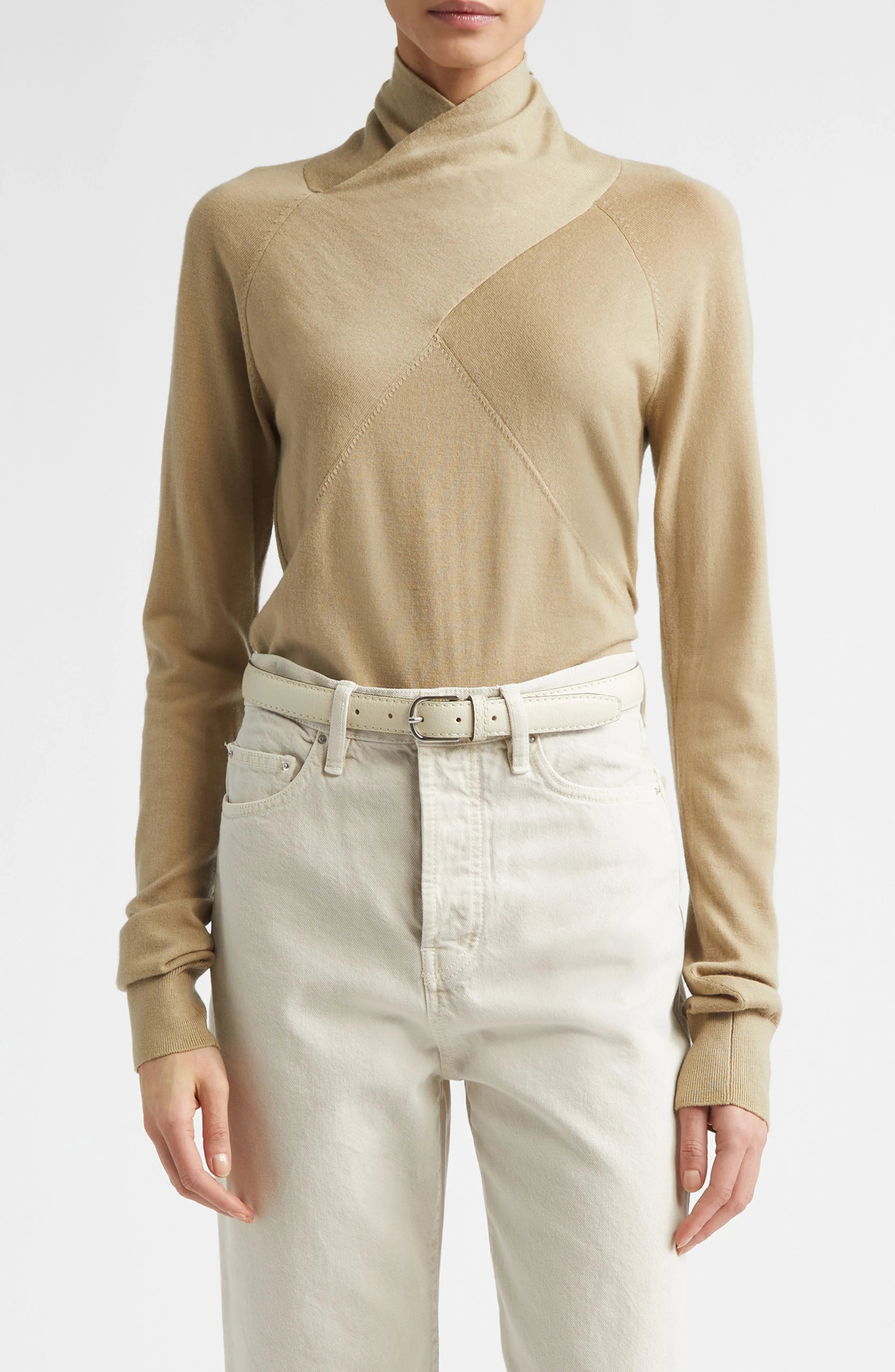 TOTEME Merino Wool Crossover Sweater in Desert at Nordstrom - 1