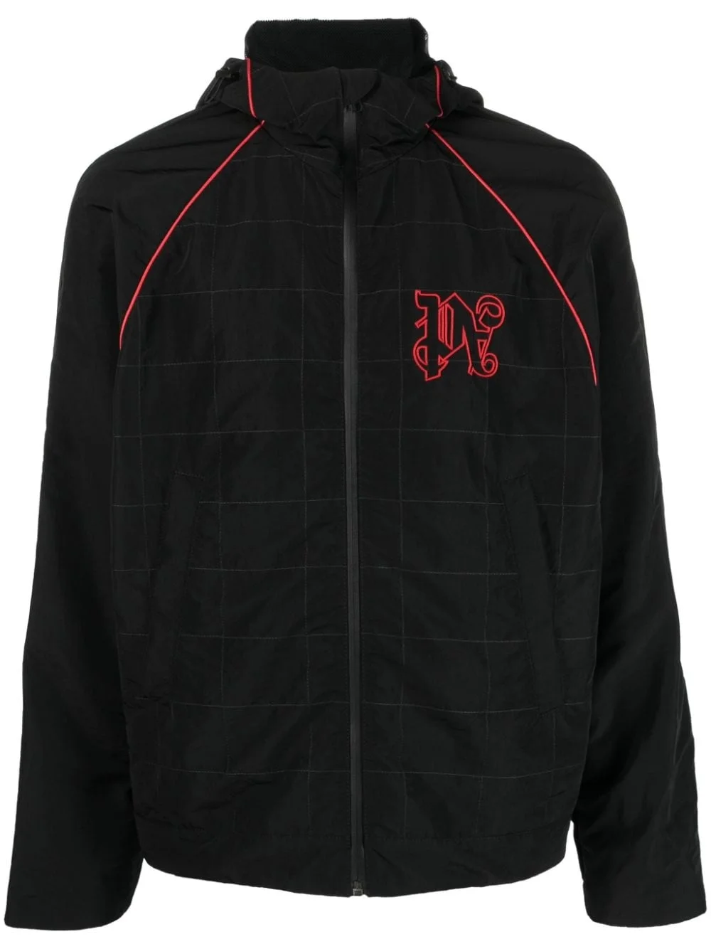 logo-embroidered shell jacket - 1