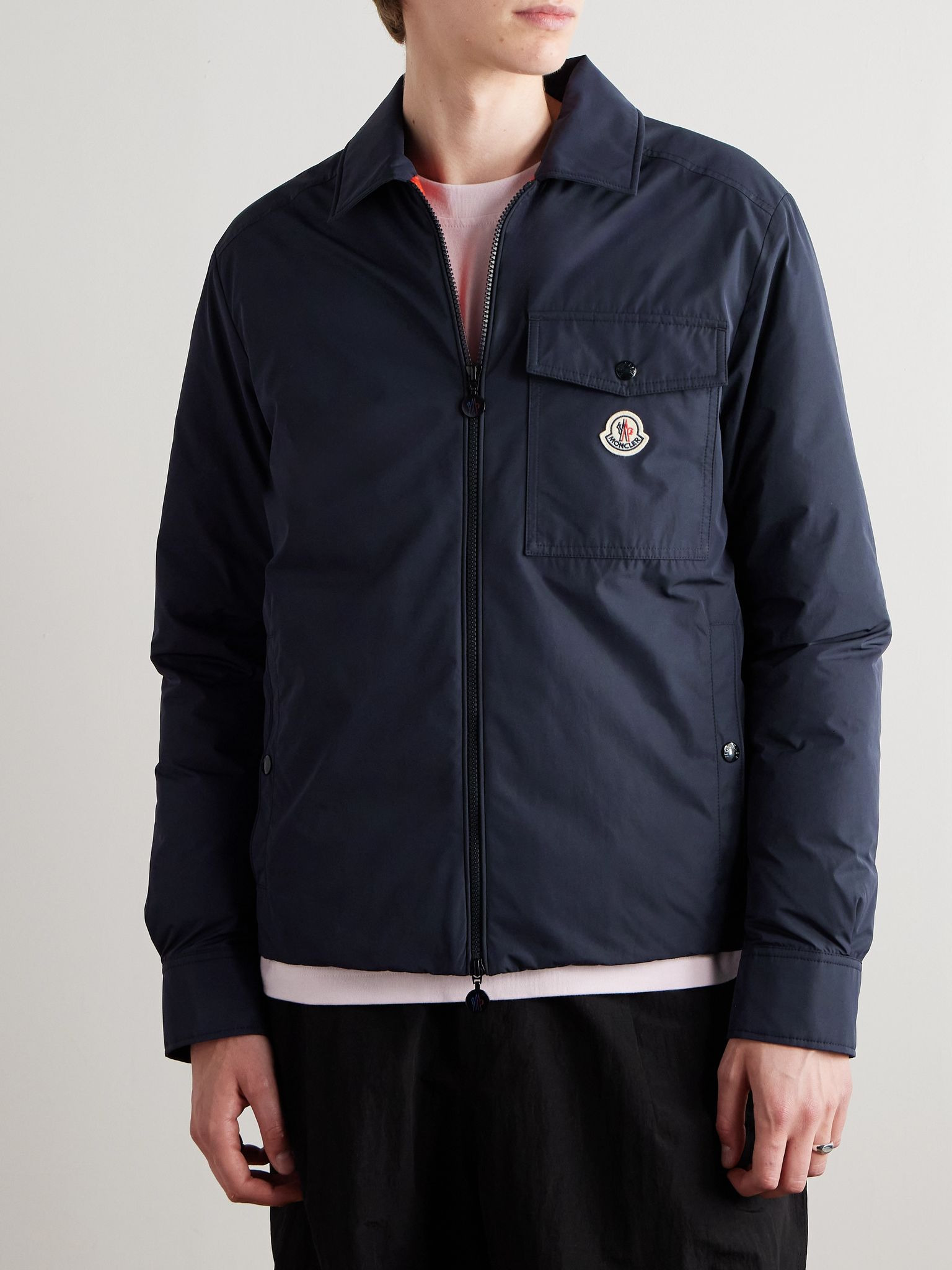 Vigeon Logo-Appliquéd Shell Down Shirt Jacket Navy - 3