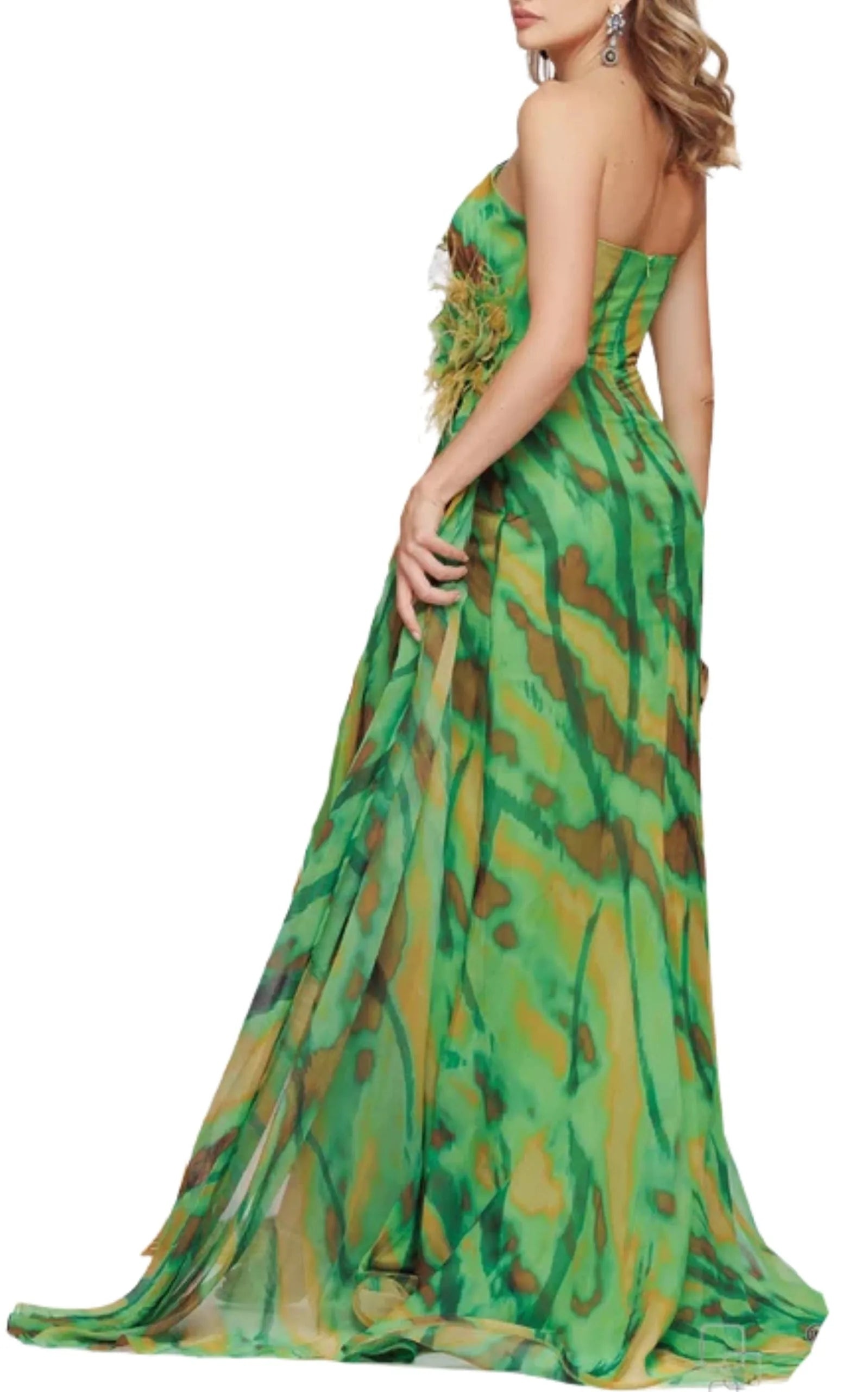 Dekolte - Strapless Green Cocktail Party Dress - 3
