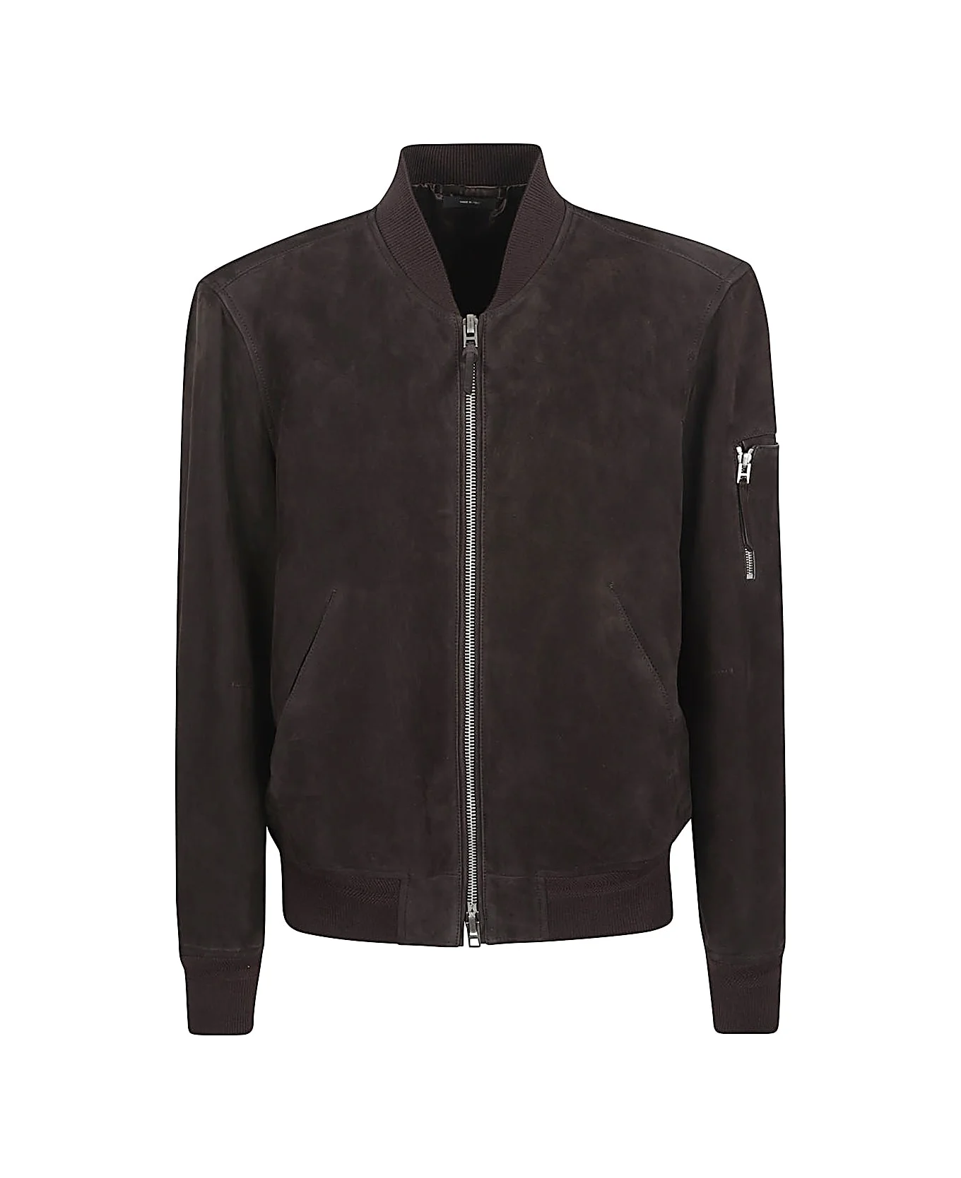 Suede Leather Bomber Jacket - 1