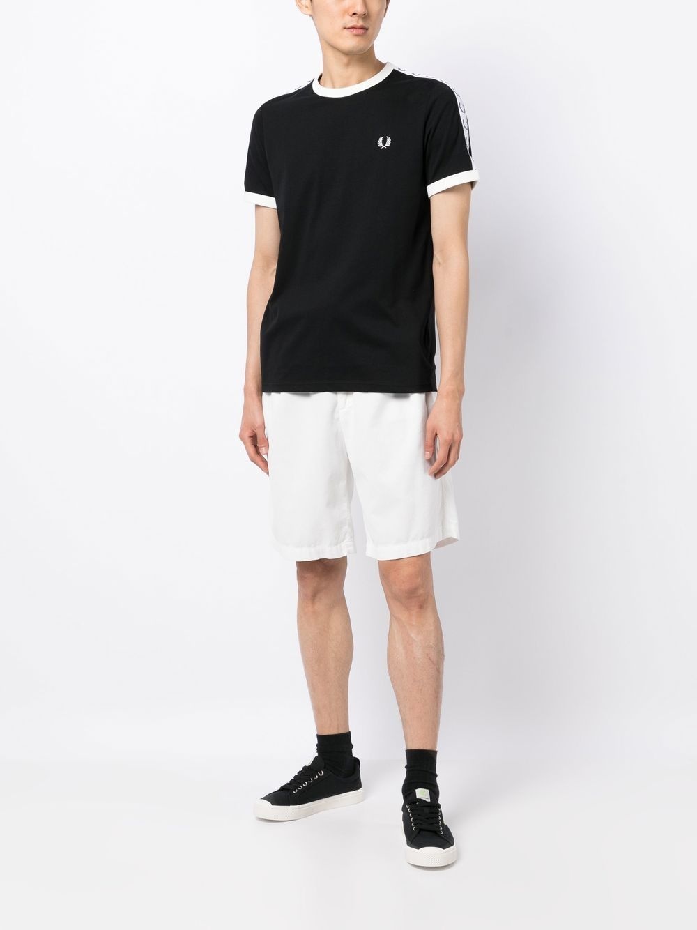 logo-tape cotton T-shirt - 2