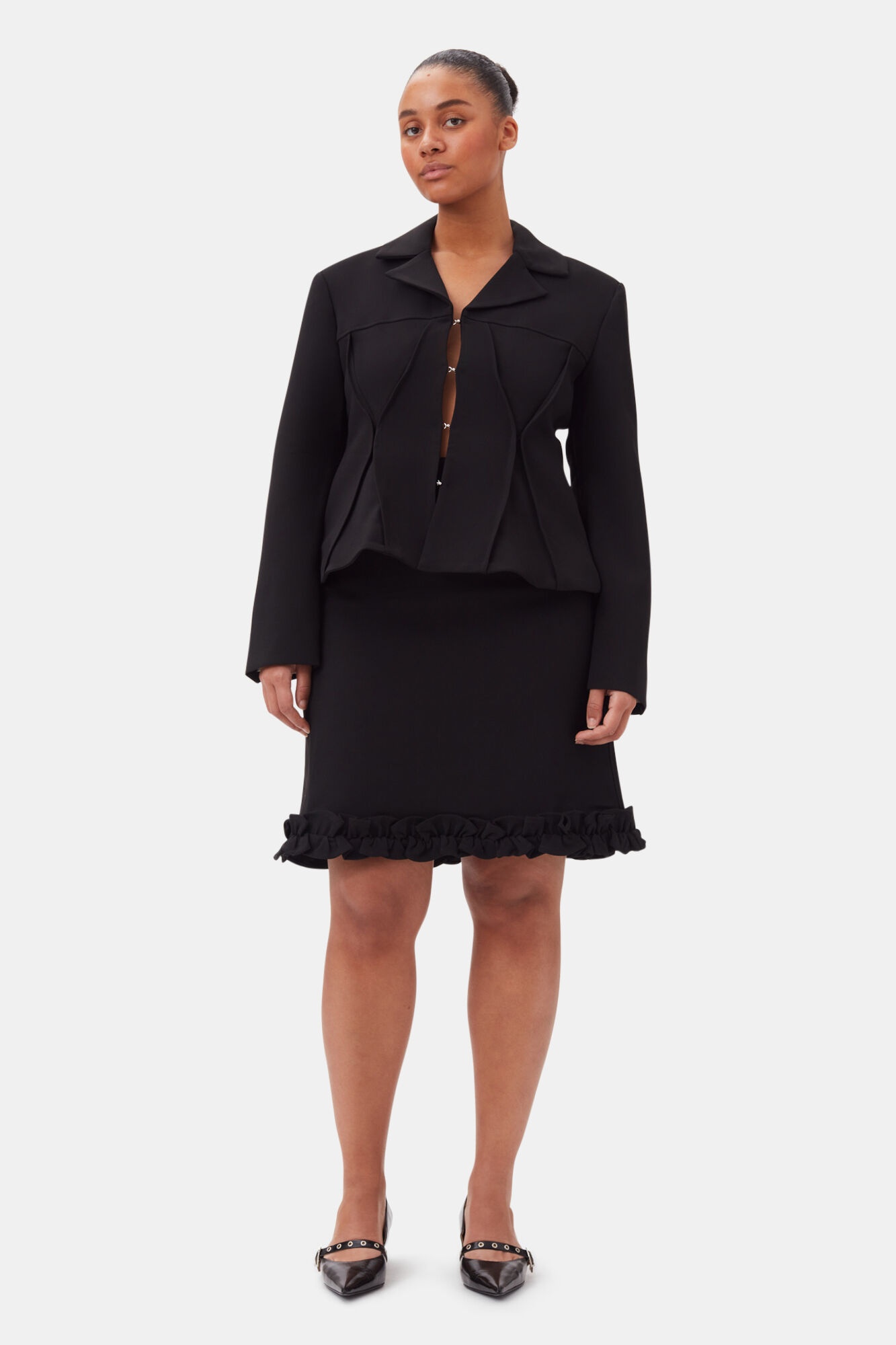 BLACK BONDED CREPE SKIRT - 6