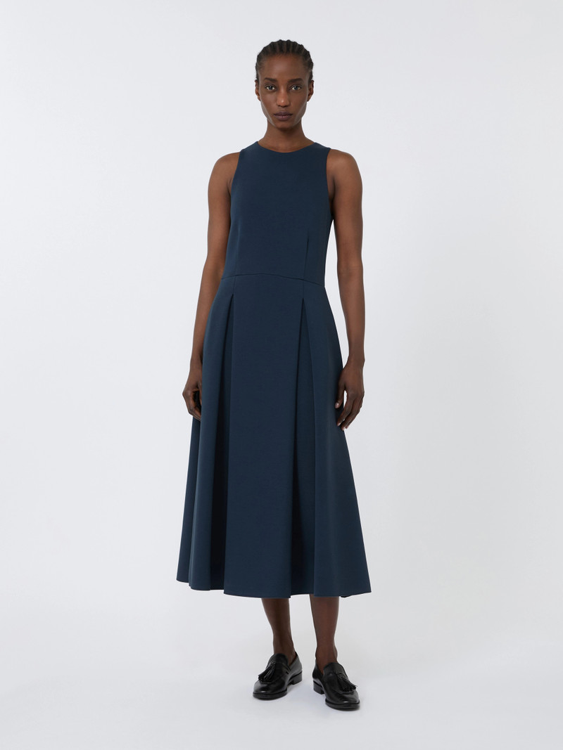 CANNONE Long flared scuba jersey dress - ULTRAMARINE 3