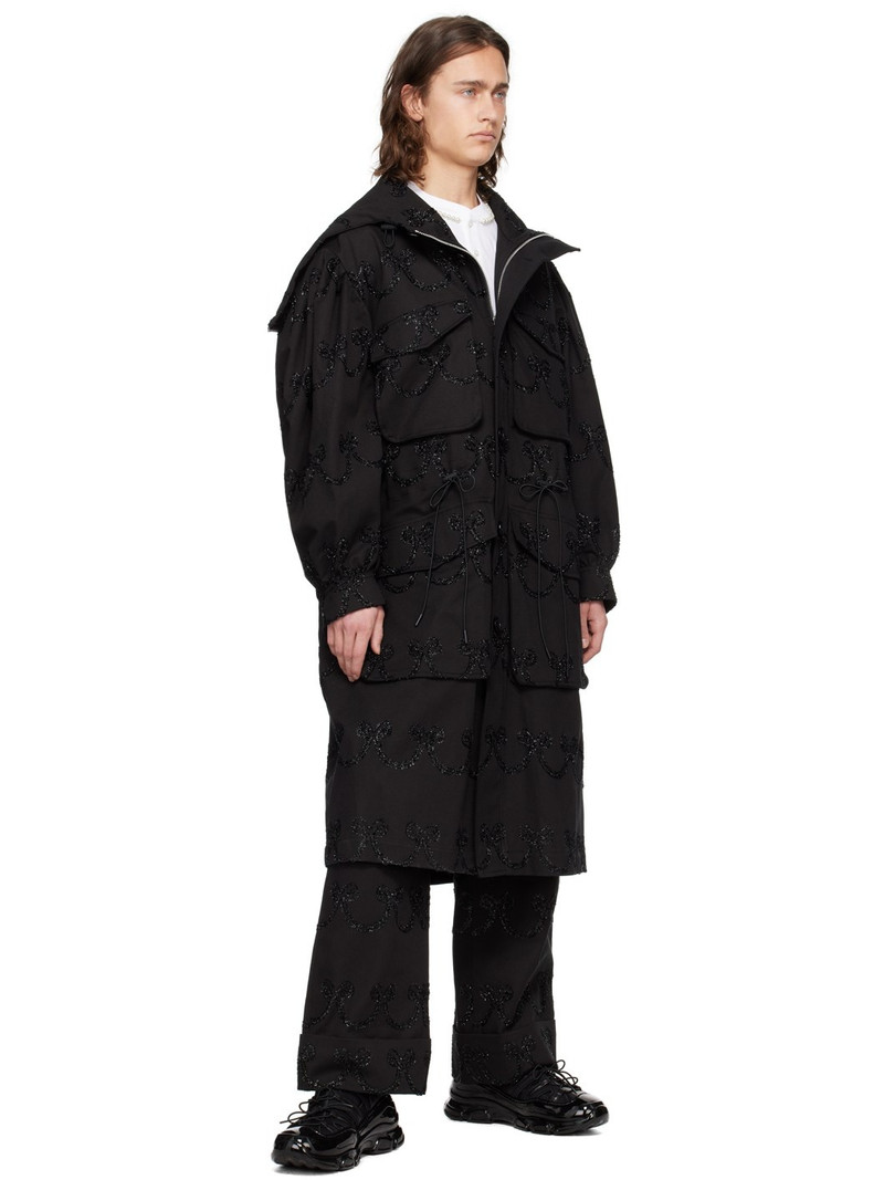 Simone Rocha Black Embroidered Denim Coat outlook