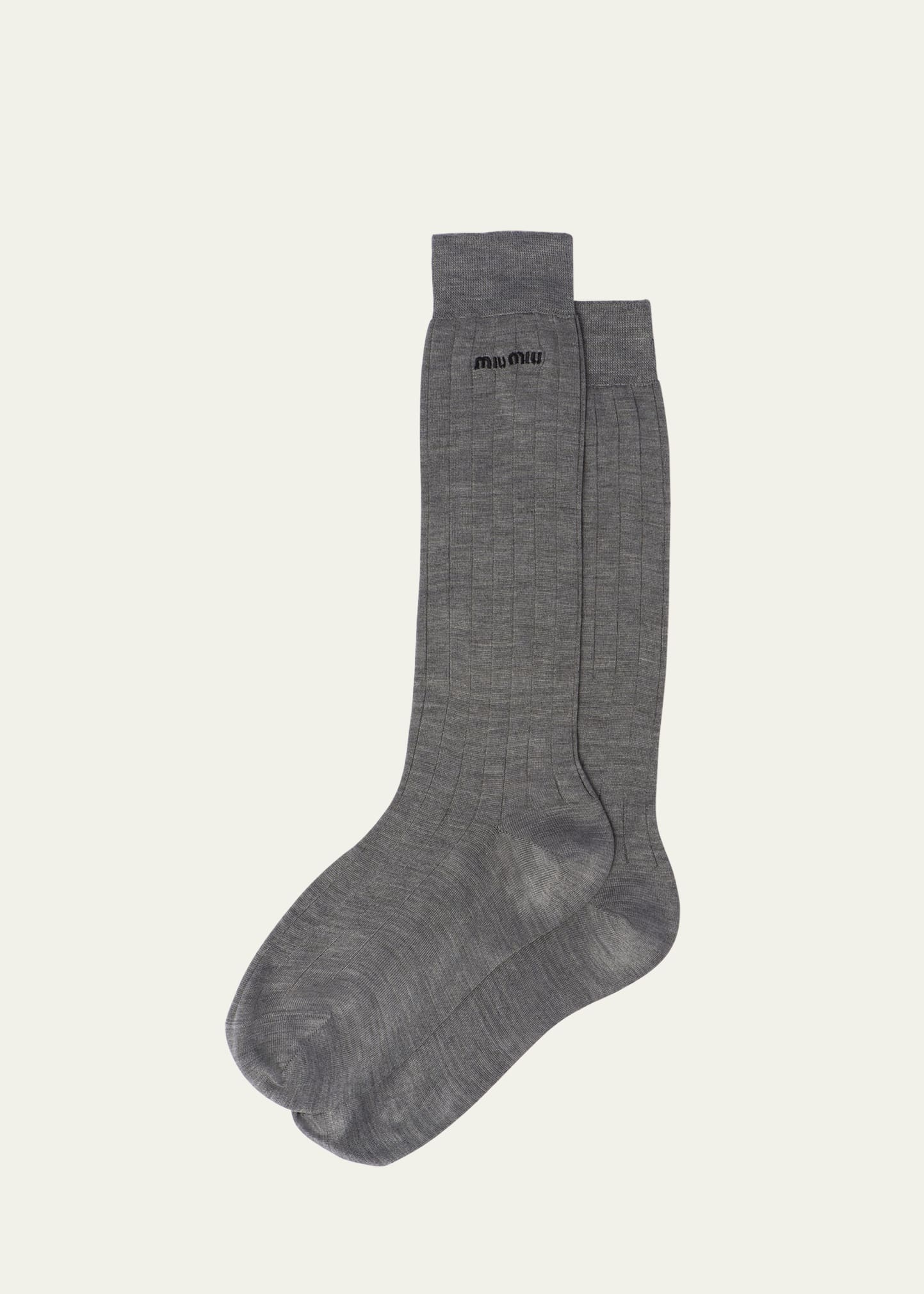 Logo-Knit Silk Sock - 1